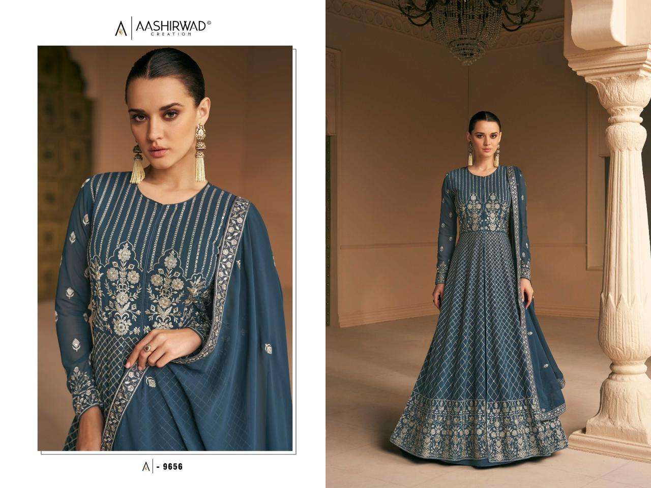 aashirwad creation almora 9655-9658 series party designer dress catalogue wholesaler surat