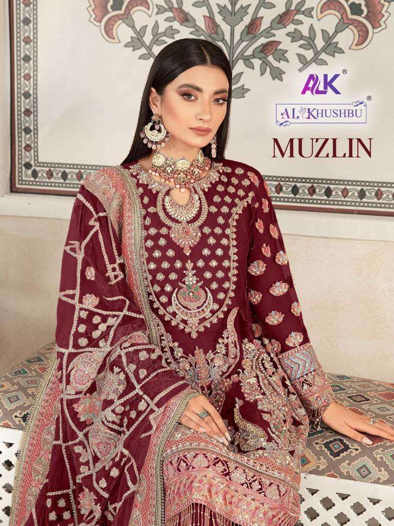 al khushbu muzlin vol-1 4022 series georgette designer pakistani salwar suits wholesale collection surat