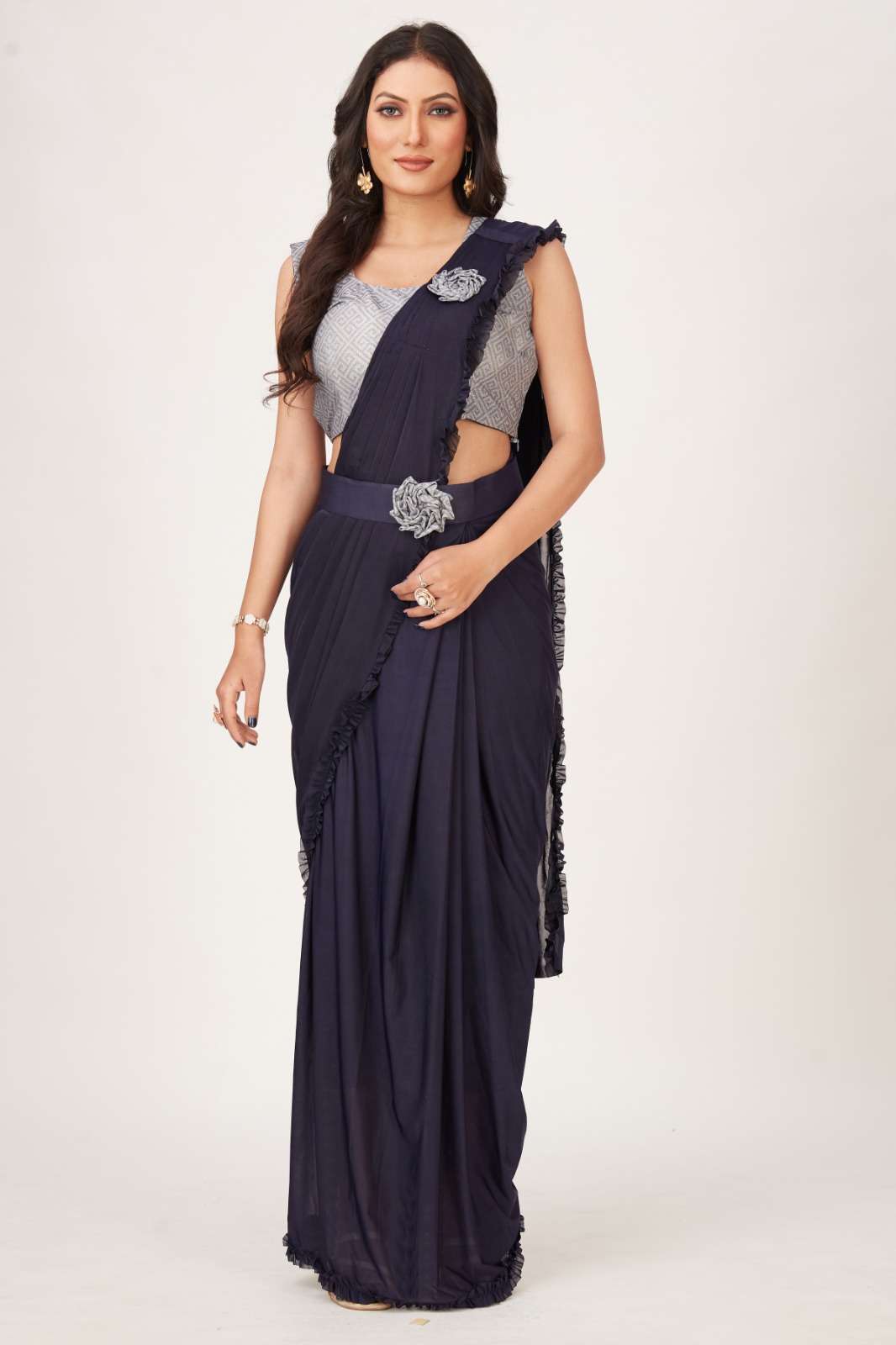 amoha trendz 101001 series party wear designer saree readymade wholesale collection surat 