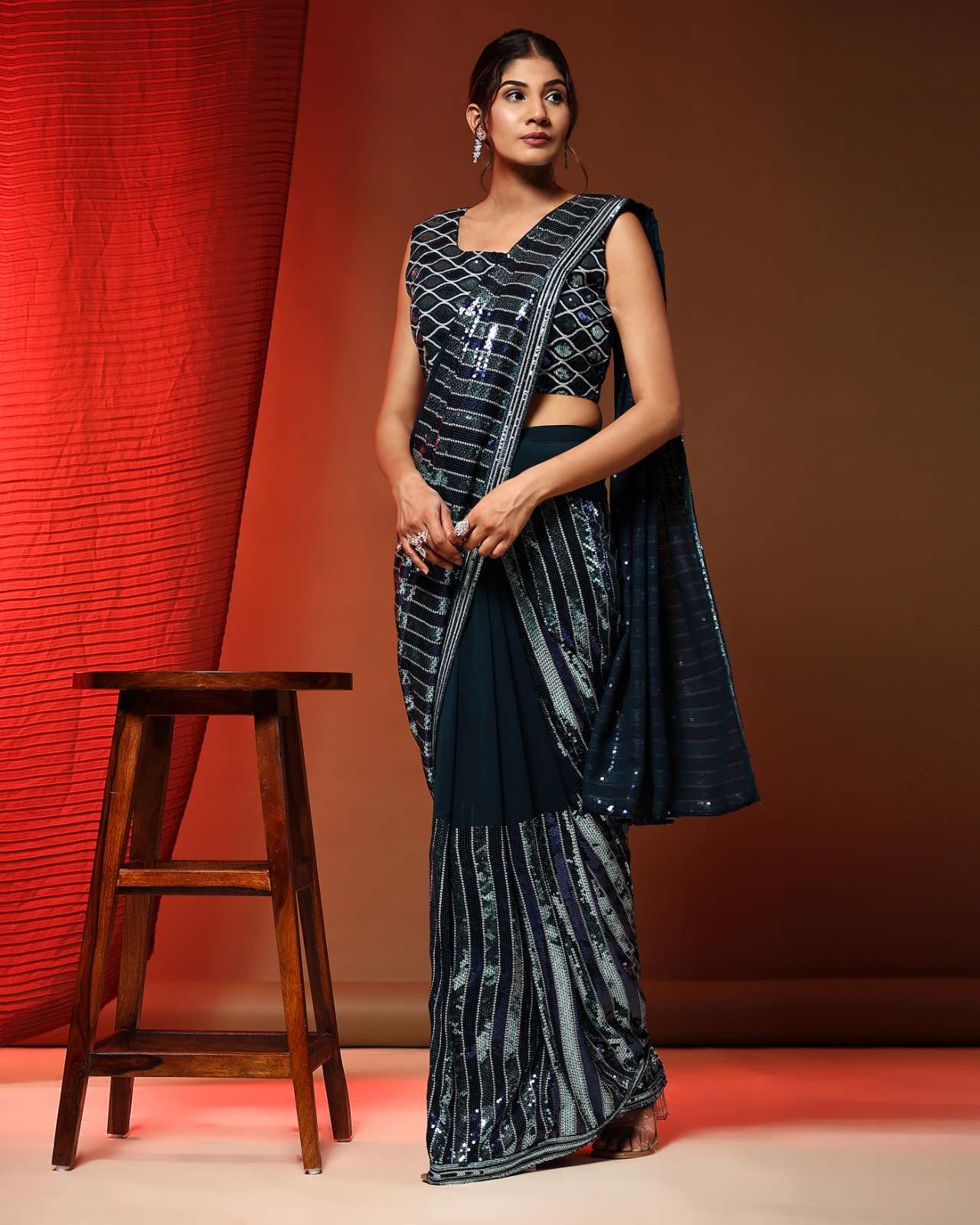 amoha trendz 254 series readymade designer party wear saree catalogue online supplier surat