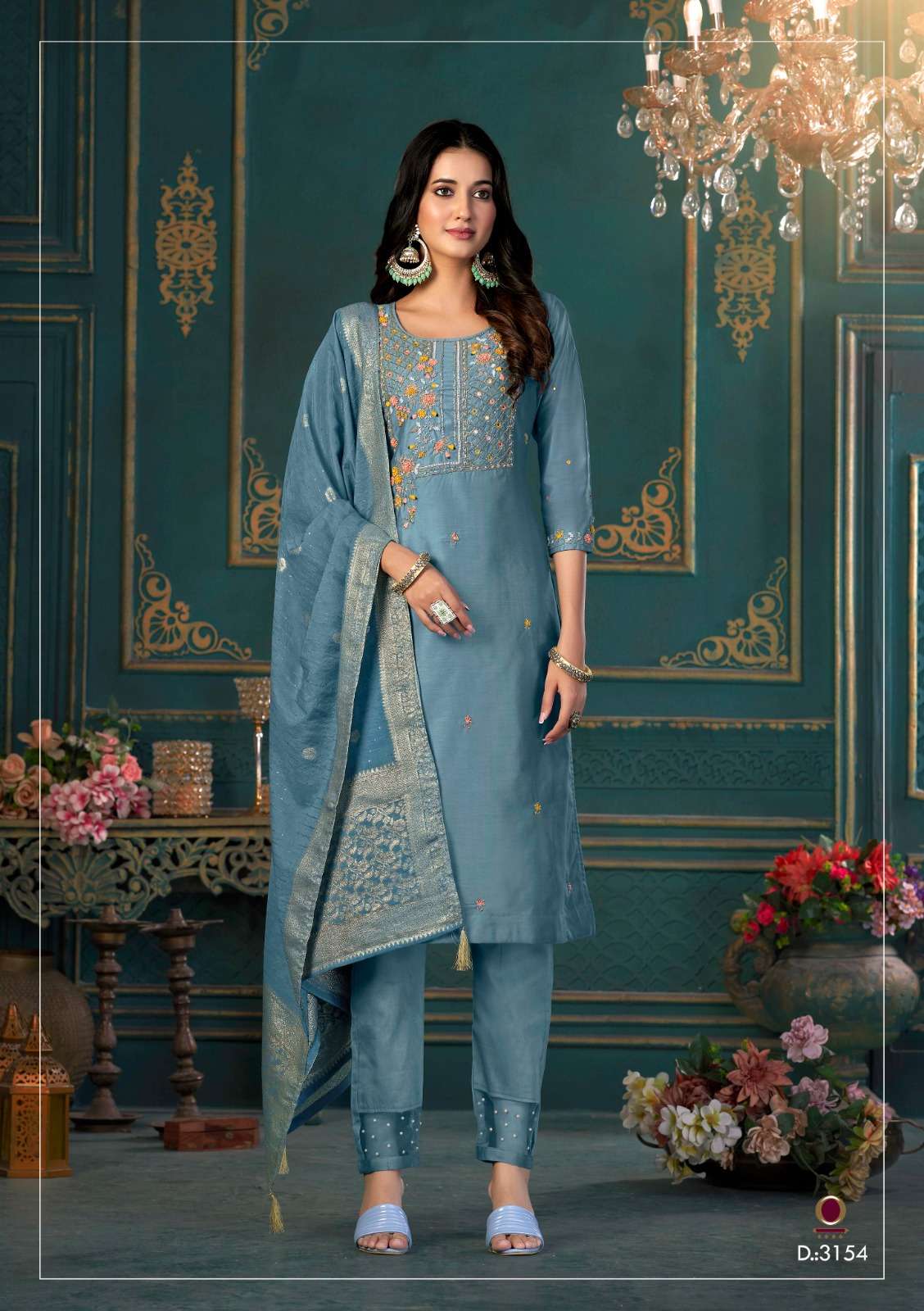 anju fabrics mayra vol-2 3151-3156 series silk designer party wear kurtis catalogue collection surat 