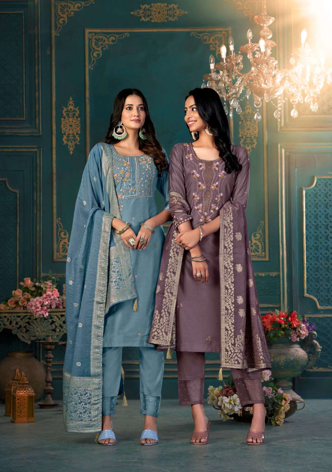 anju fabrics mayra vol-2 3151-3156 series silk designer party wear kurtis catalogue collection surat 