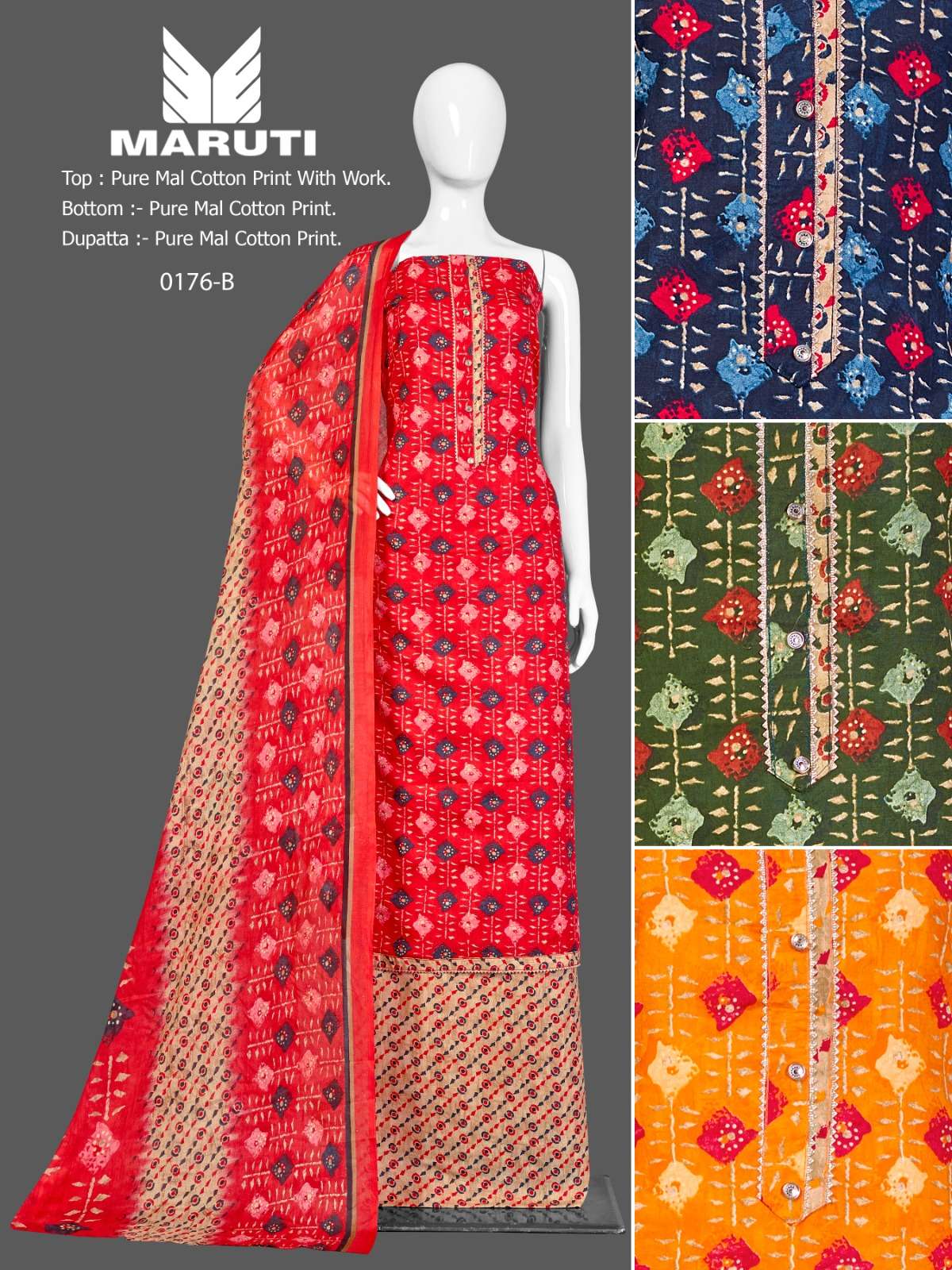 bipson prints maruti 176 series pure mal cotton designer salwar kameez catalogue wholesaler surat