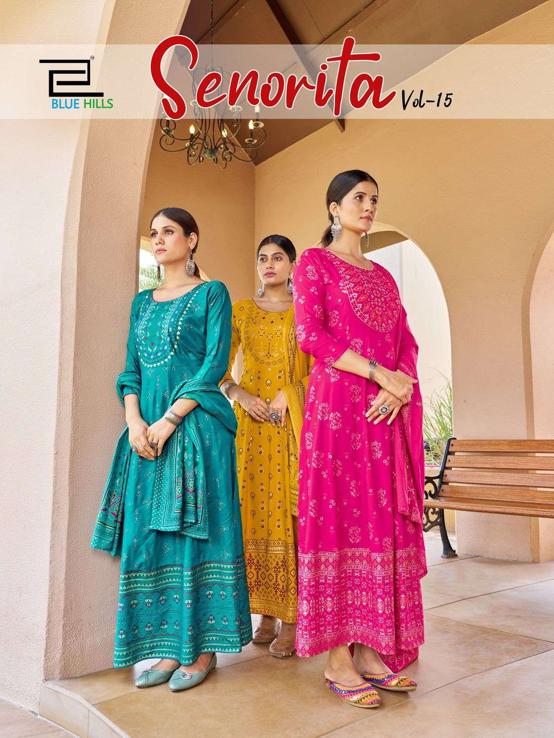 bluehills senorita vol-15 latest designer long kurti with dupatta catalogue online wholesale dealer surat