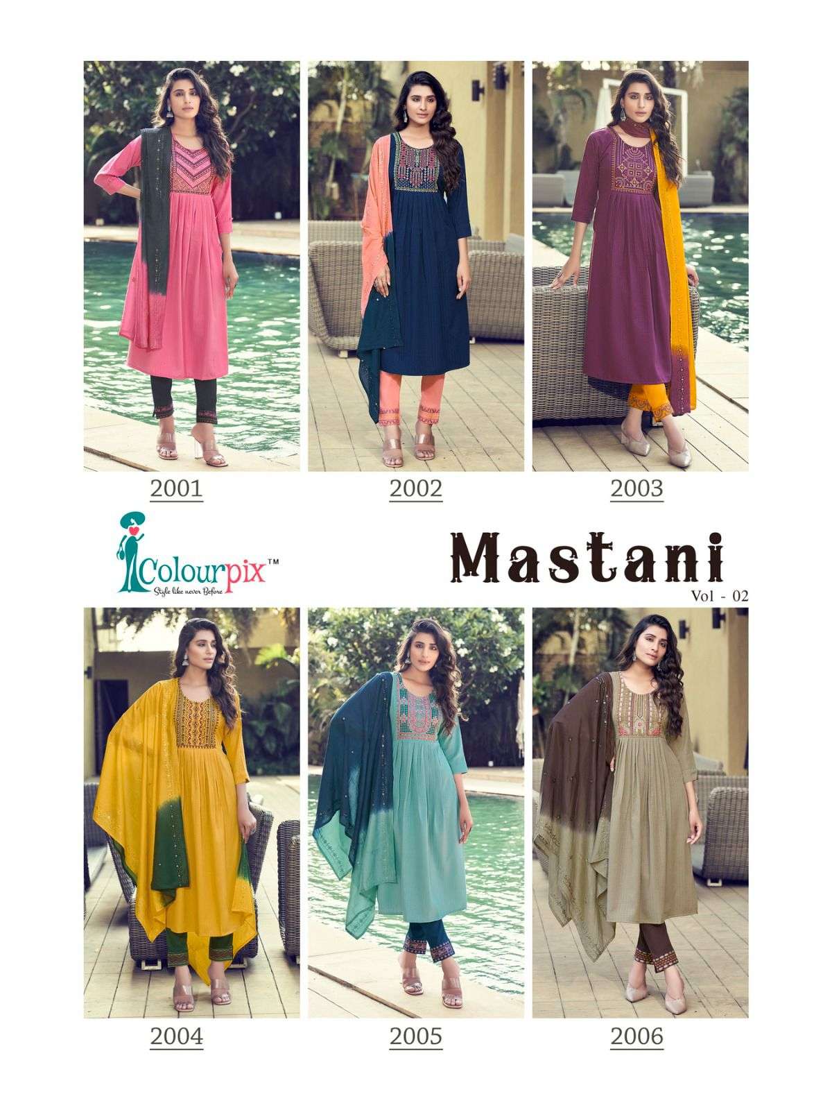 colourpix mastani vol-2 2001-2006 series fancy designer kurtis catalogue online dealer surat