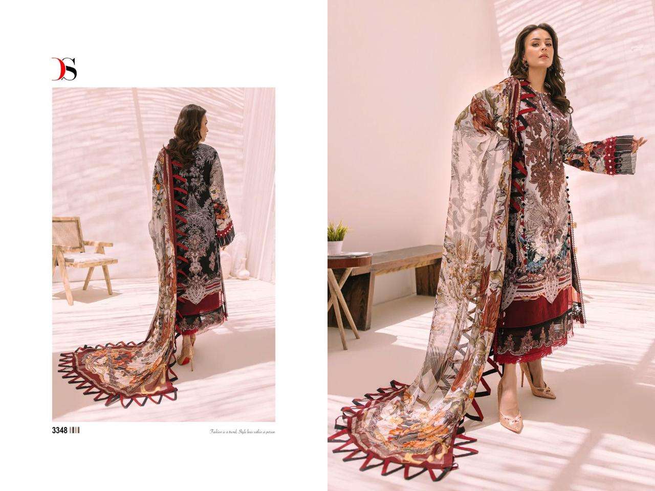 deepsy suits firdous bliss lawn-23 3341-3348 series unstitched designer pakistani salwar suits catalogue online market surat
