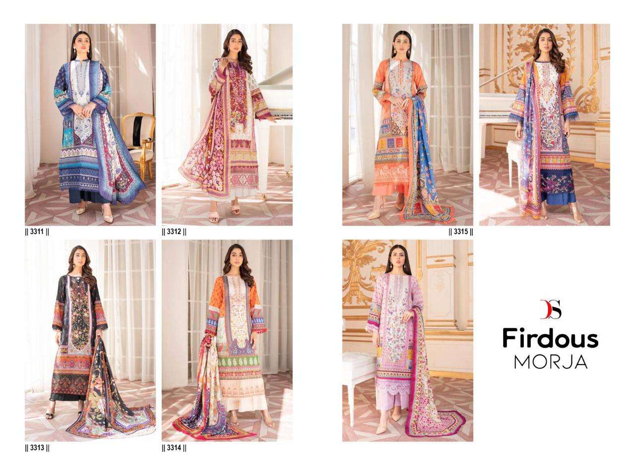 deepsy suits firdous morja 3311-3317 series pakistani salwar suits dress material wholeasle market surat 