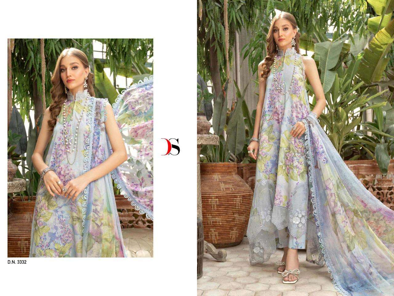deepsy suits m print spring summer 23 vol-3 3331-3338 series unstich designer pakistani salwar suits catalogue surat