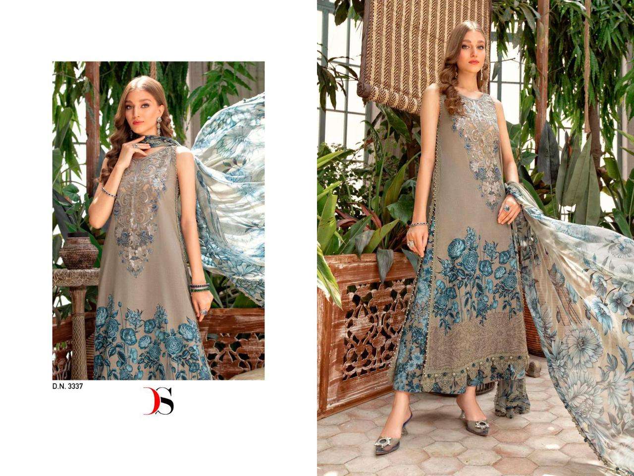 deepsy suits m print spring summer 23 vol-3 3331-3338 series unstich designer pakistani salwar suits catalogue surat