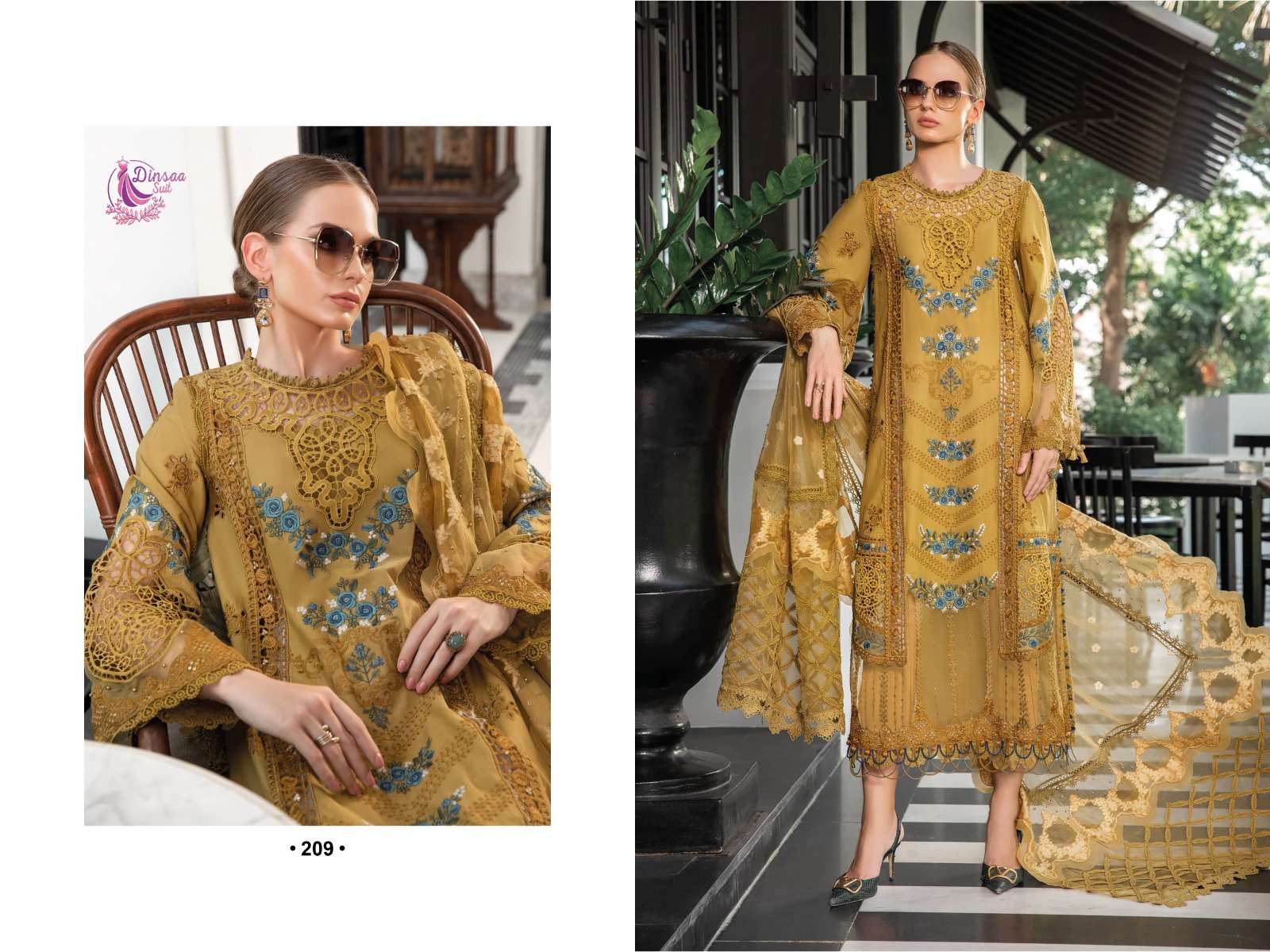 dinsaa suit maria b vol-3 208-210 series unstich designer salwar suits catalogue online wholesaler surat
