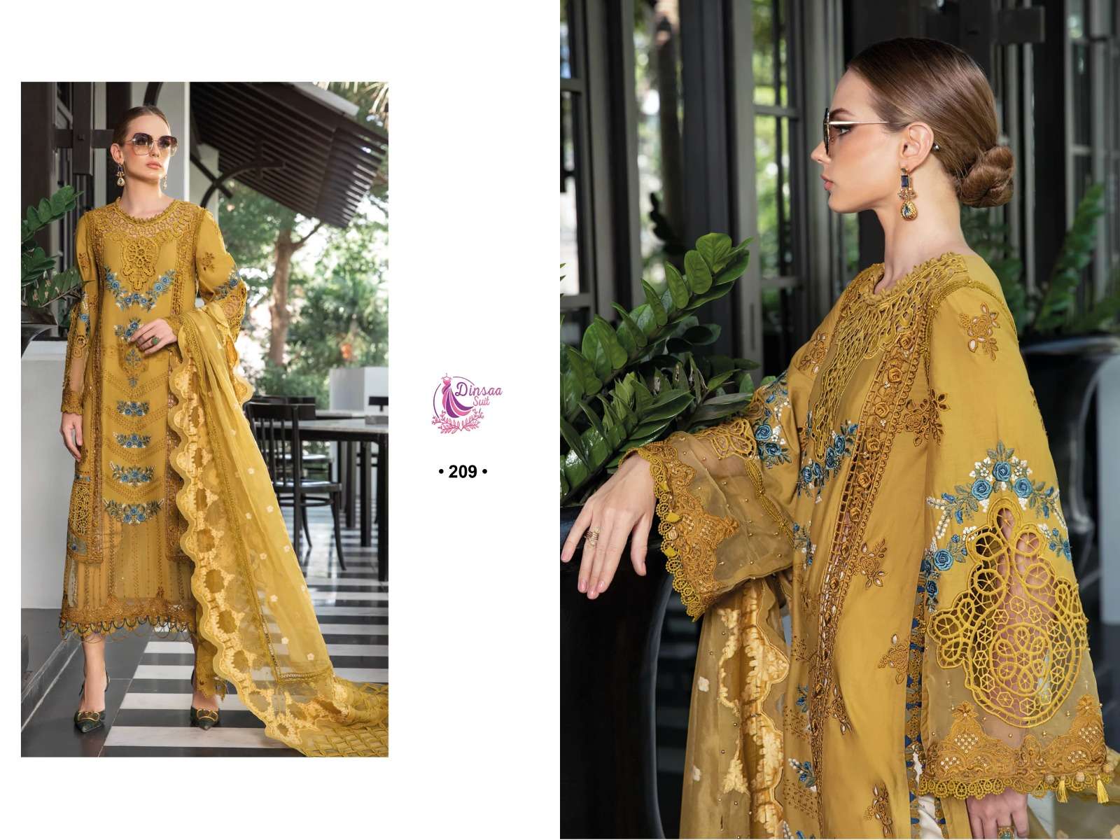 dinsaa suit maria b vol-3 208-210 series unstich designer salwar suits catalogue online wholesaler surat