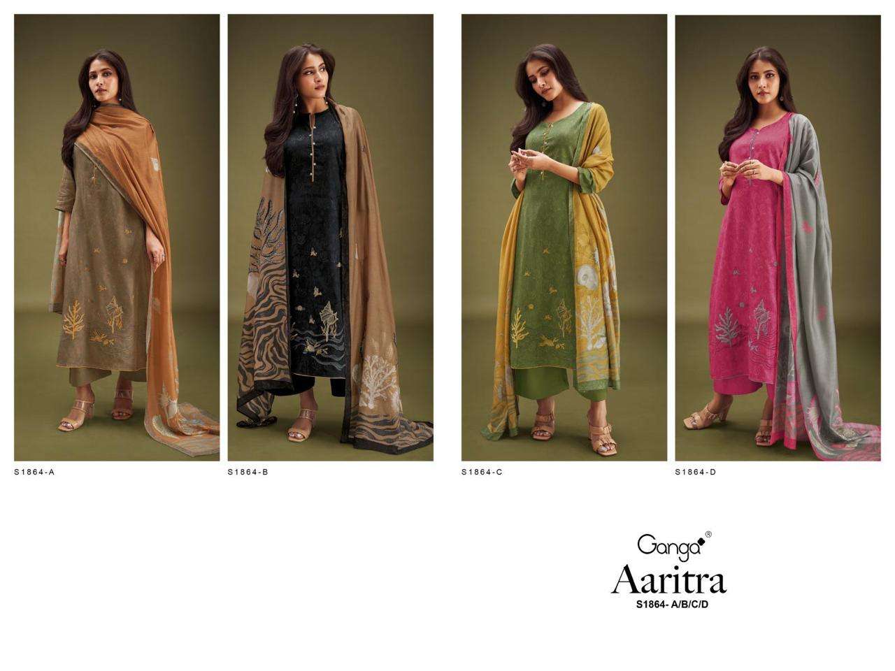 ganga aaritra 1864 series cotton silk designer top bottom with dupatta catalogue online shop surat 