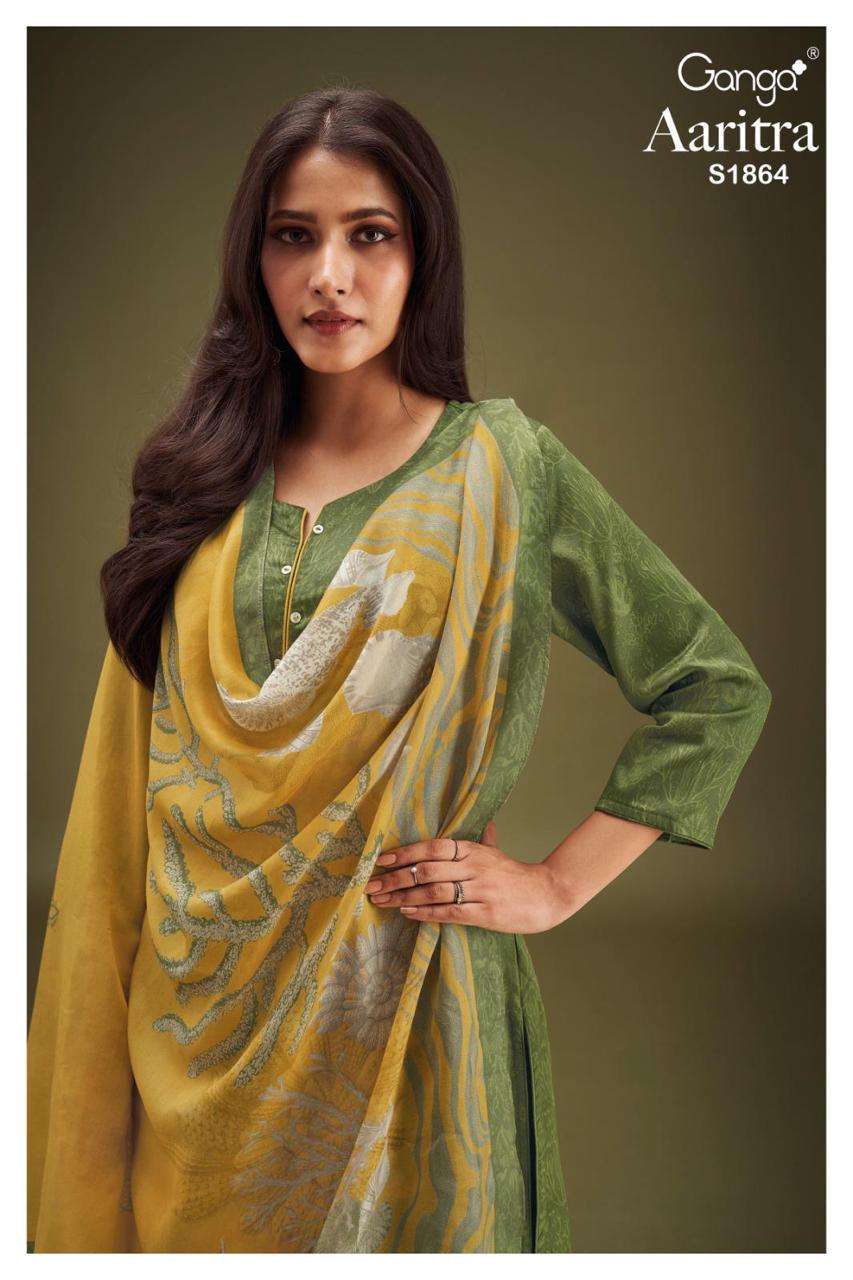 ganga aaritra 1864 series cotton silk designer top bottom with dupatta catalogue online shop surat 