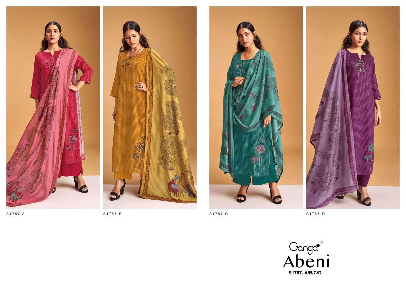 ganga abeni 1787 series exclusive designer salwar suits catalogue wholesaler surat