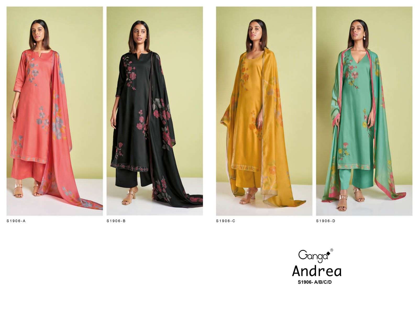 ganga andrea 1906 series indian designer salwar kameez catalogue wholesale price surat
