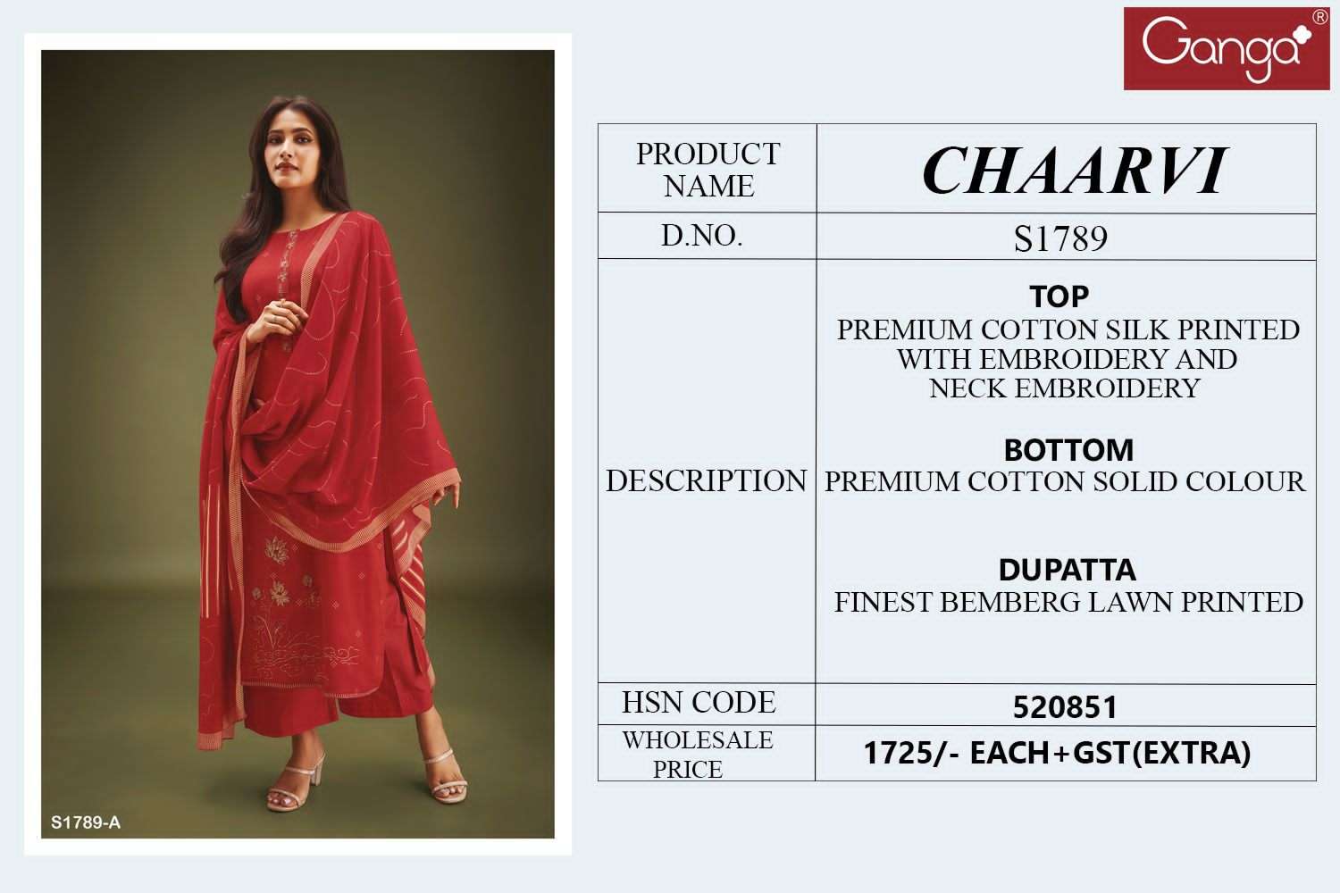 ganga chaarvi 1789 series indian designer salwar kameez catalogue collection 2023