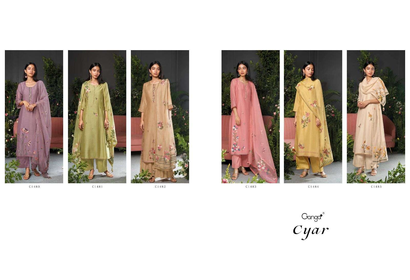ganga cyar 1480-1485 series exclusive designer salwar kameez catalogue wholesale price surat