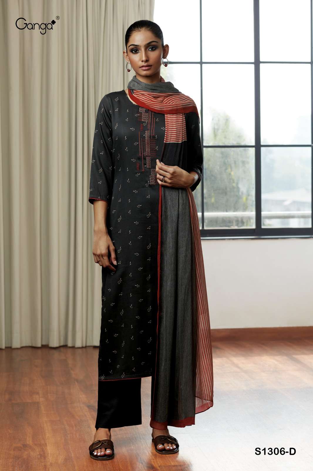 ganga inna 1306 series premium cotton satin with work designer salwar suits catalogue wholesaler surat