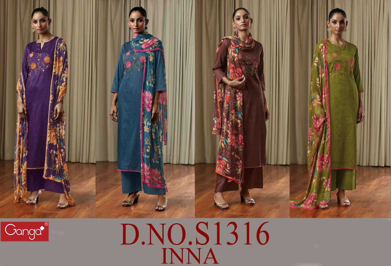 ganga inna 1316 series premium cotton designer salwar kameez catalogue wholesale surat 