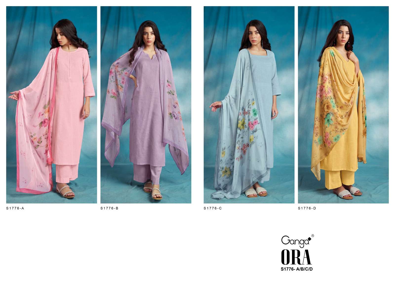 ganga ora 1776 series trendy designer top bottom with dupatta catalogue wholesale collection surat 