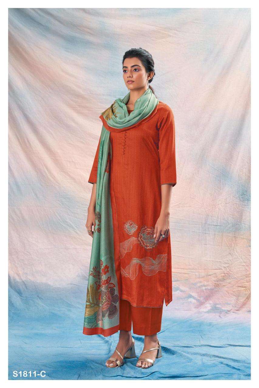ganga raquel 1811 series premium cotton silk salwar suits catalogue wholesaler surat