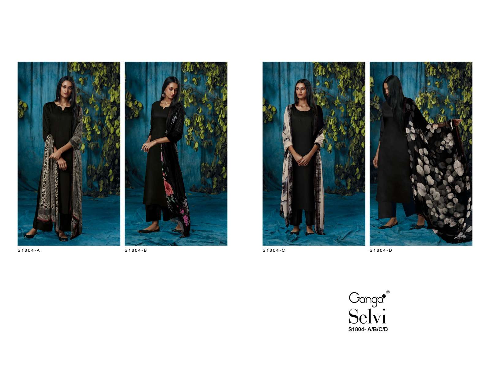 ganga selvi 1804 series premium cotton satin salwar suit with dupatta latest catalogue surat 