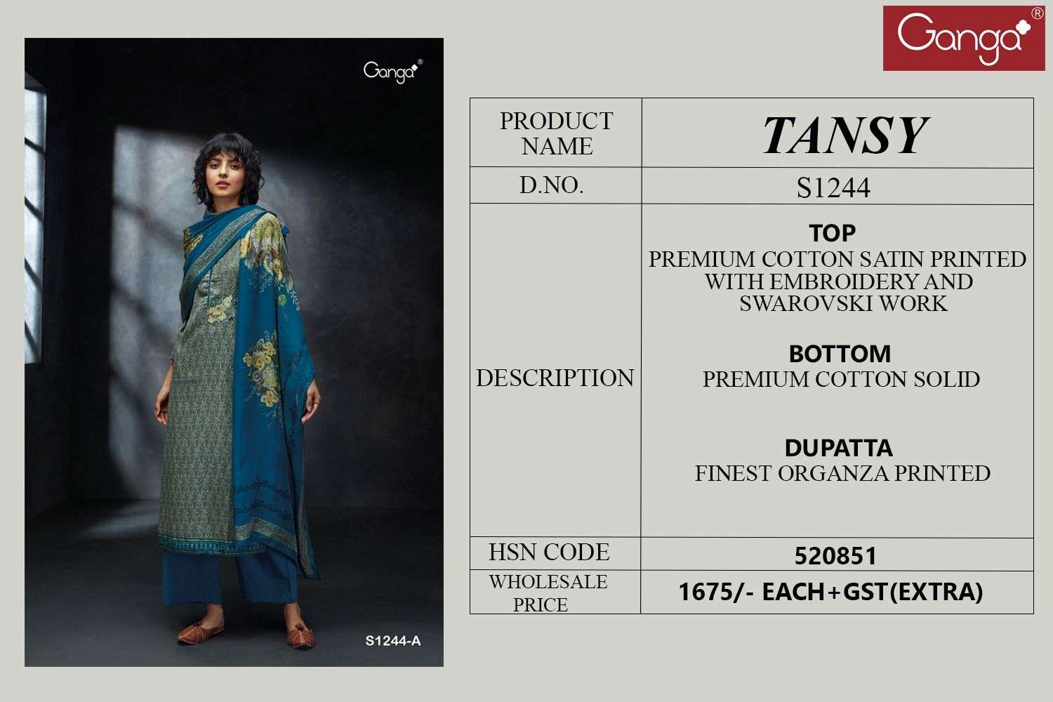 ganga tansy 1244 series exclusive designer salwar kameez catalogue wholesale collection surat 