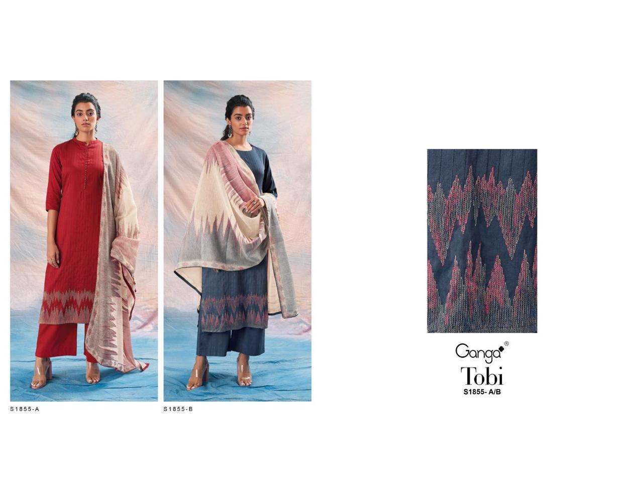 ganga tobi 1855 series exclusive designer salwar kameez catalogue wholesale market surat