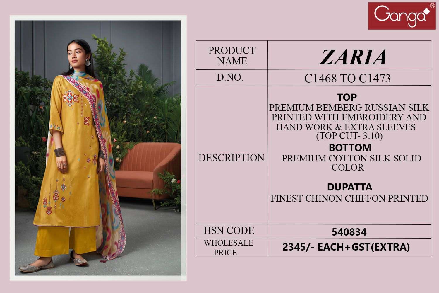 ganga zaria 1468-1473 series silk designer stylish salwar kameez catalogue latest collection 2023 