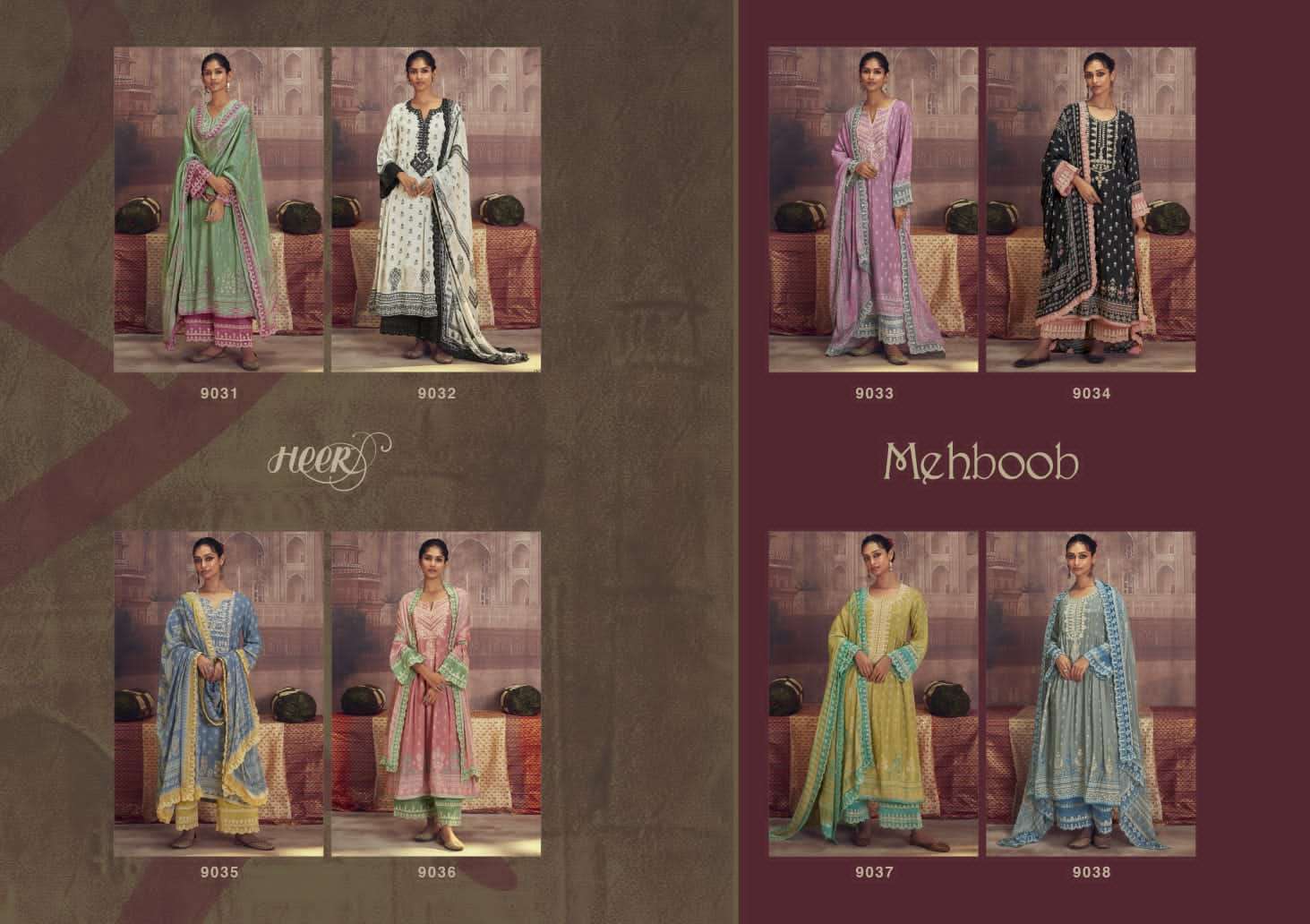 heer mehboob 9031-9038 series exclusive designer salwar kameez catalogue wholesale price surat 