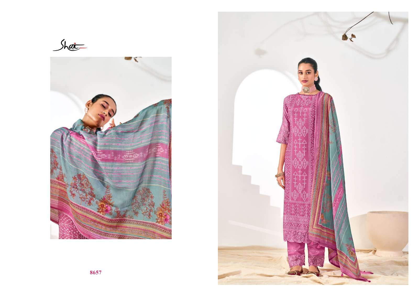 jayvijay lumea 8651-8658 series printed with work designer salwar kameez catalogue wholesaler surat