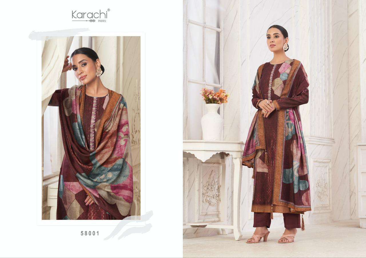 karachi prints kashish 58001-58006 series fancy designer top bottom with dupatta catalogue wholesaler surat