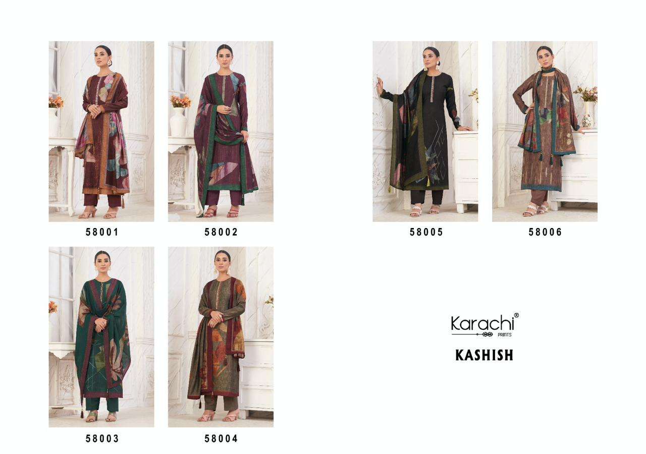 karachi prints kashish 58001-58006 series fancy designer top bottom with dupatta catalogue wholesaler surat