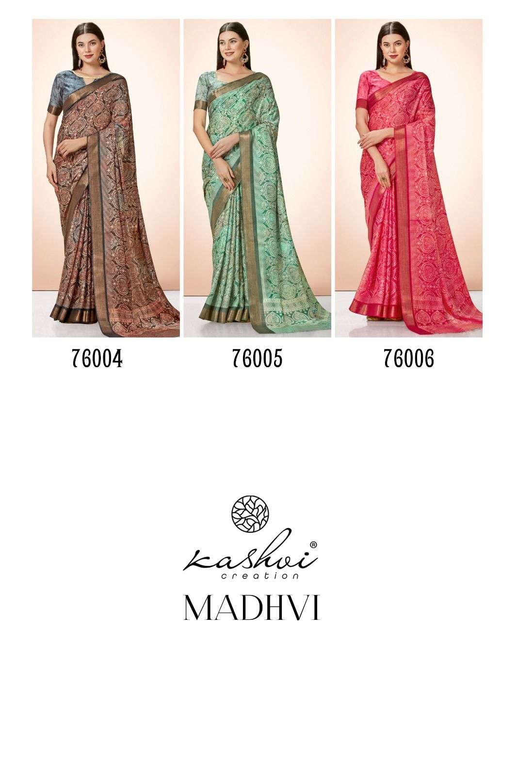 kashvi creation madhvi 76001-76008 series stylish designer saree catalogue wholesaler surat