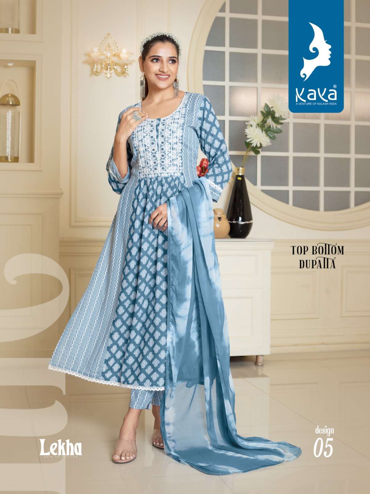 kaya lekha rayon designer top bottom with dupatta latest catalogue wholesale surat 