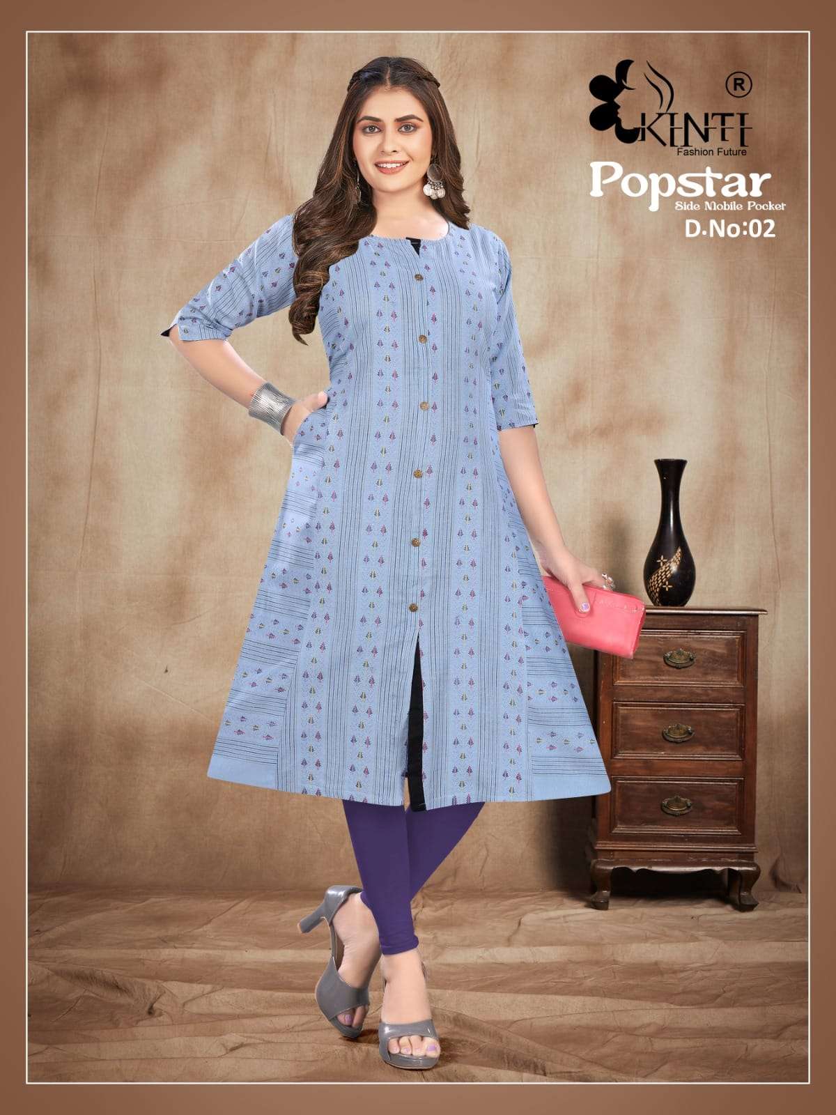 kinti fashion popstar vol-3 fancy designer kurti with side pocket collection surat