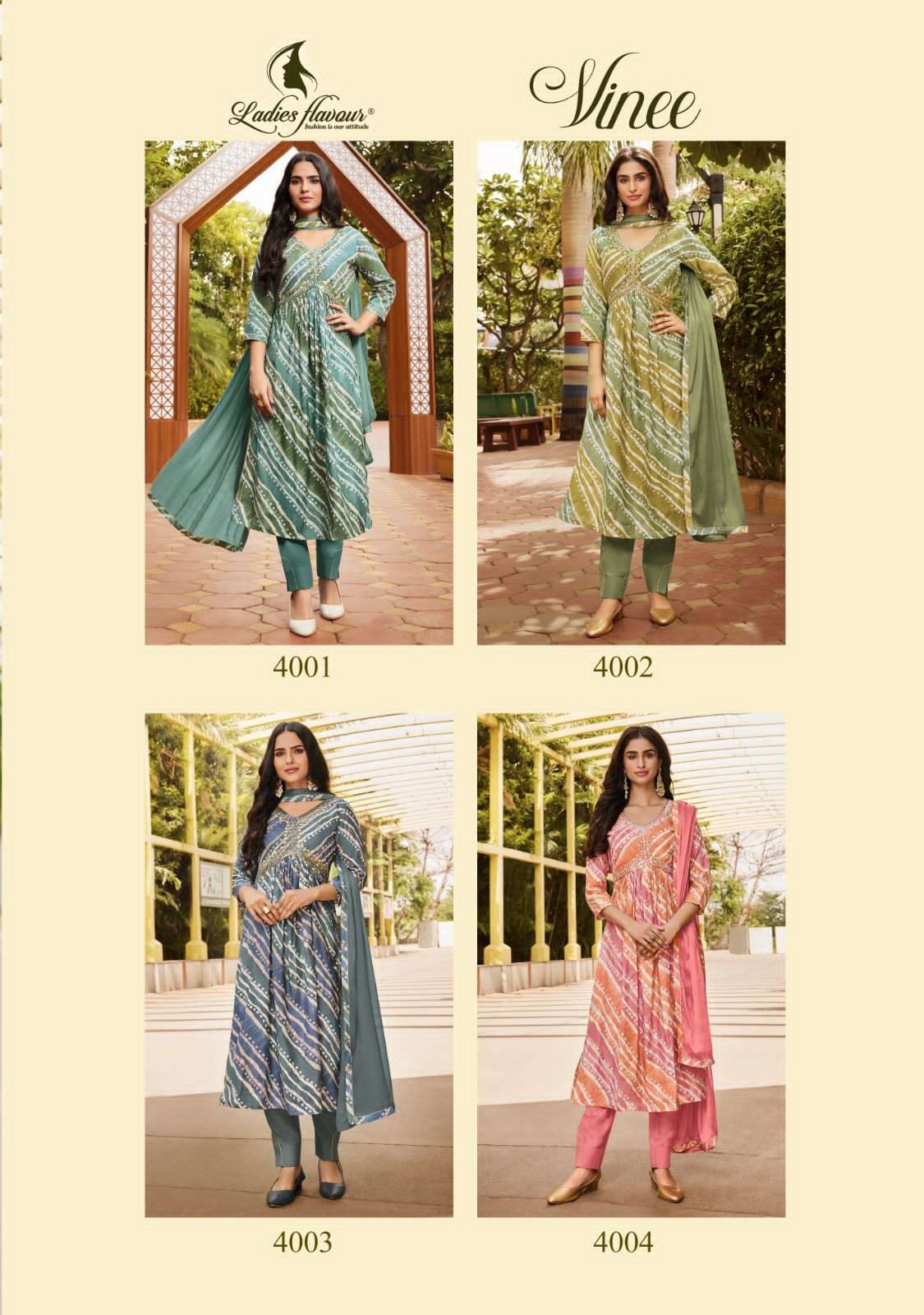 ladies flavour vinee 4001-4004 series fancy designer kurtis catalogue wholesale price surat