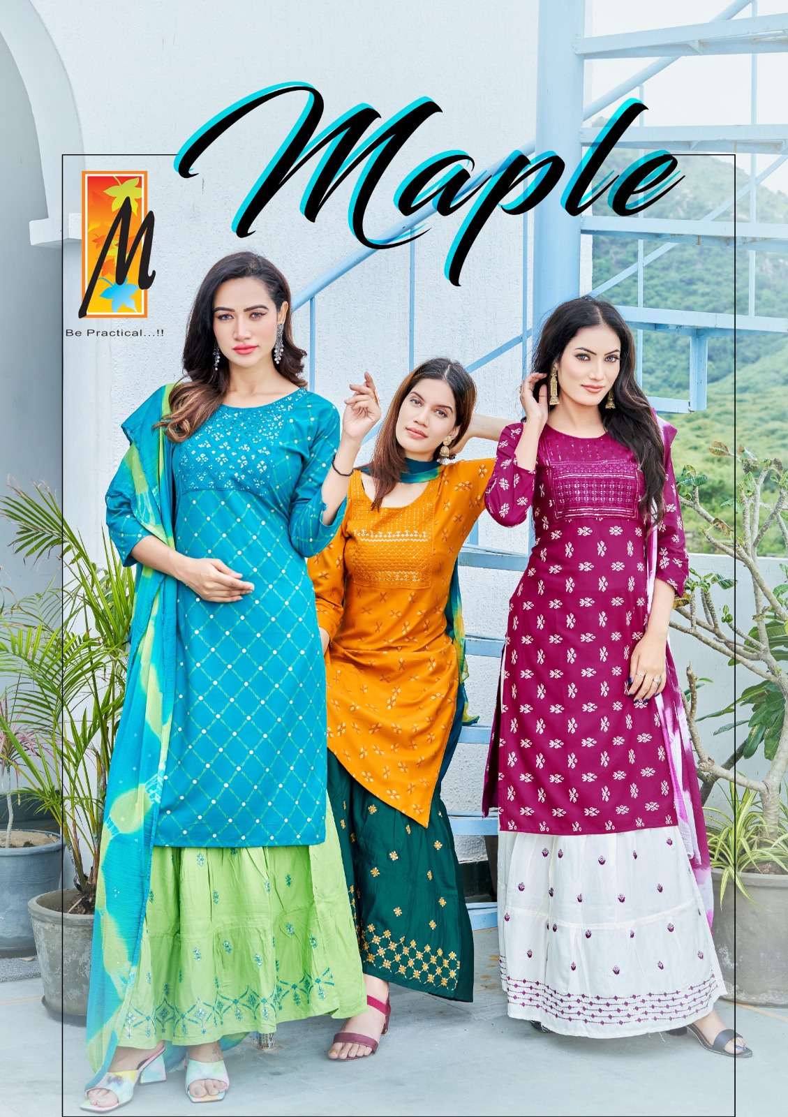 master maple rayon designer kurti with skirt dupatta catalogue online market surat 