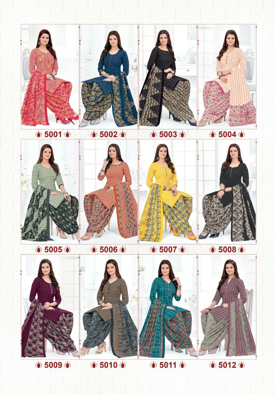 mfc shilpa patiyala vol-5 5001-5012 series cotton designer dress material catalogue wholesaler surat 
