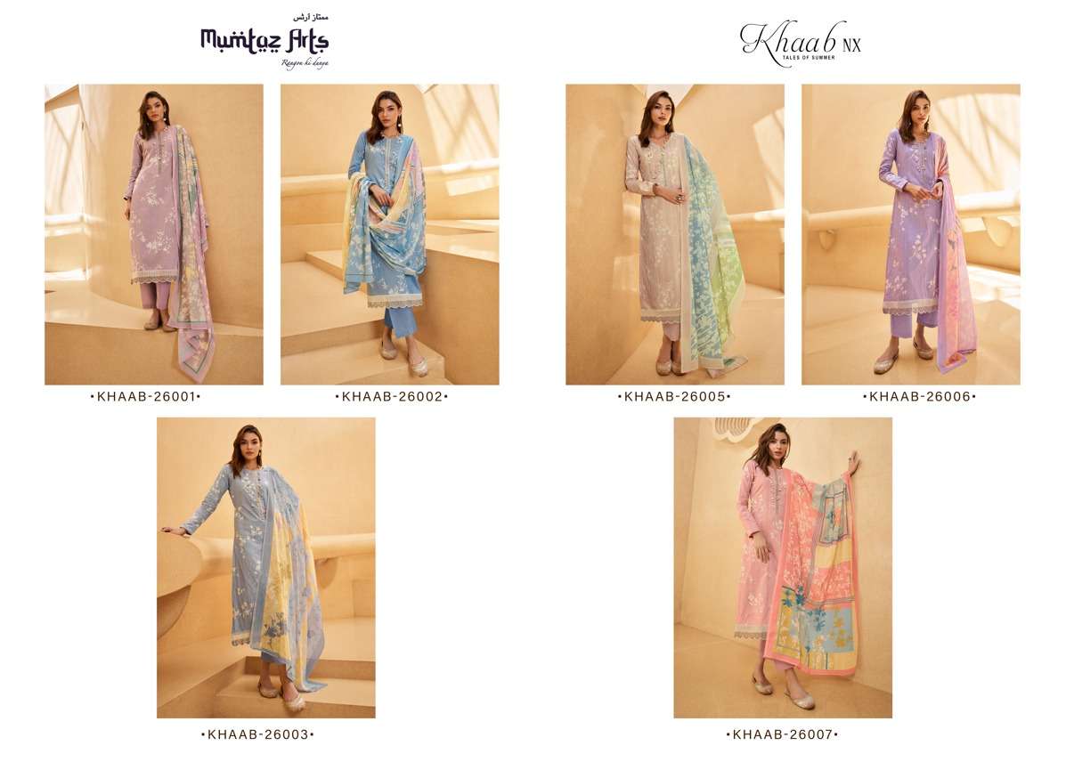 mumtaz arts khaab nx lawn cotton designer salwar suits catalogue surat