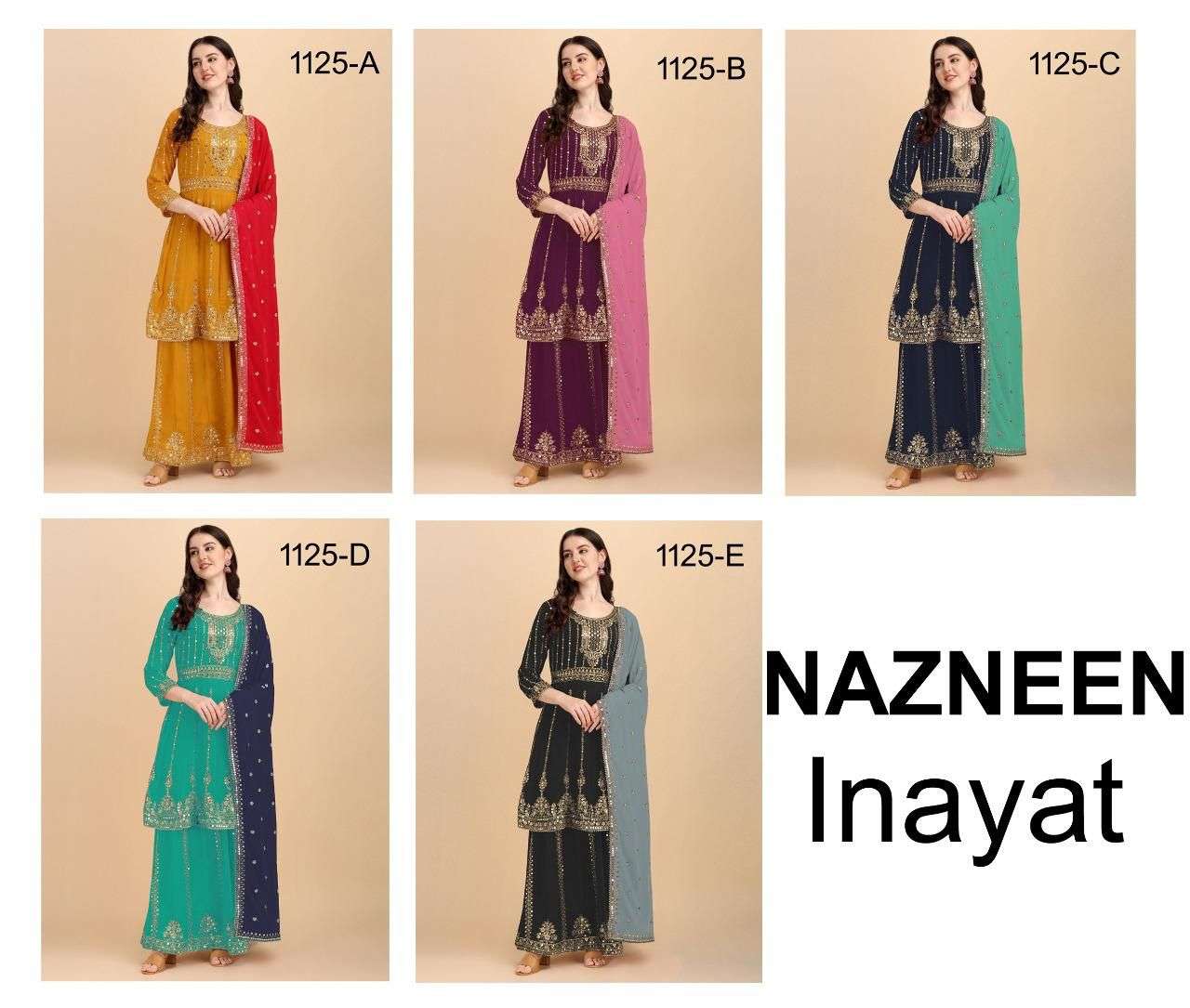 nazneen inayat 1125 series stylish designer top and dupatta with palazo catalogue wholesale price surat