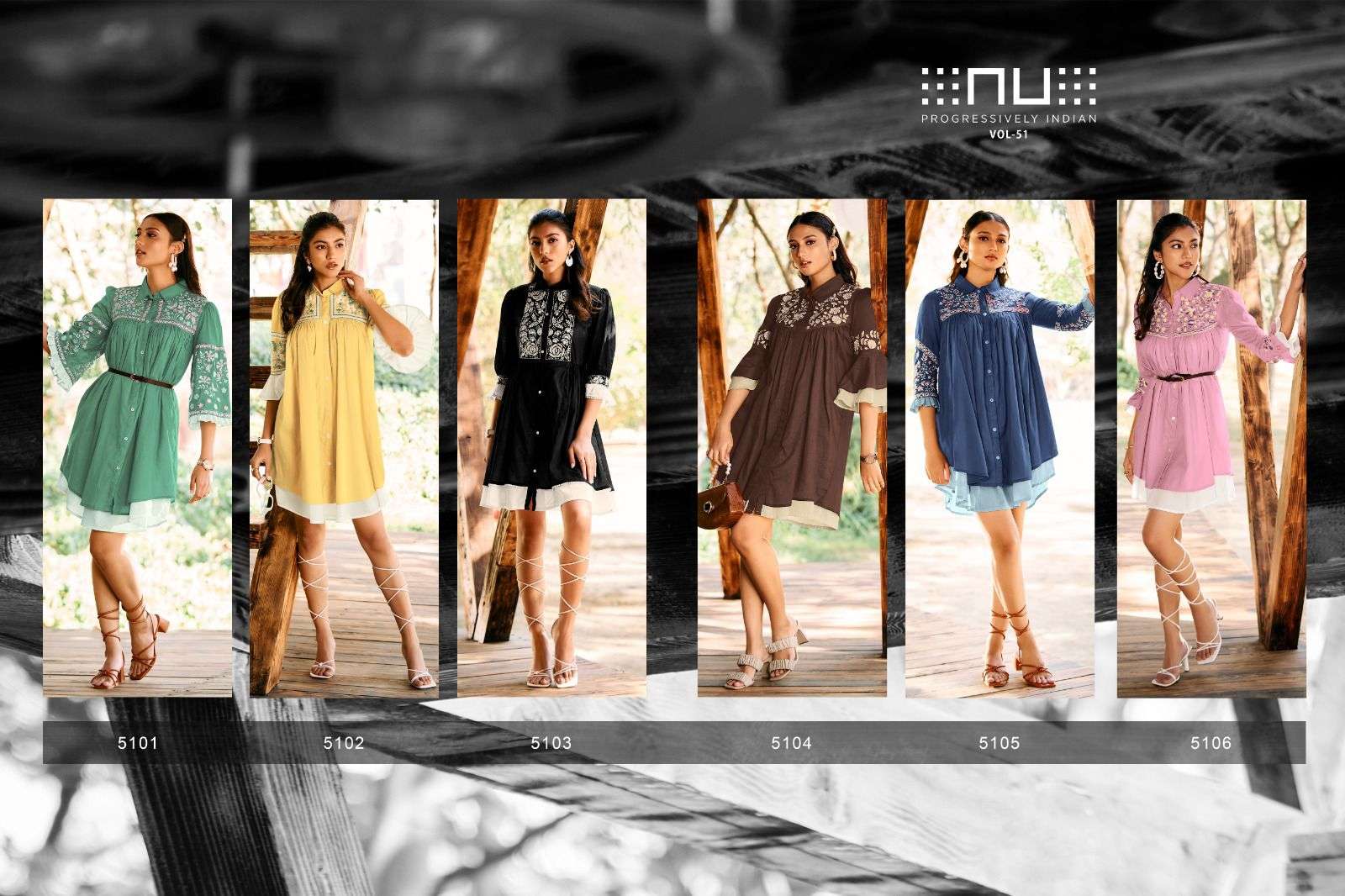 nu nu vol-51 5101-5106 series fancy designer tunic catalogue wholesale price surat