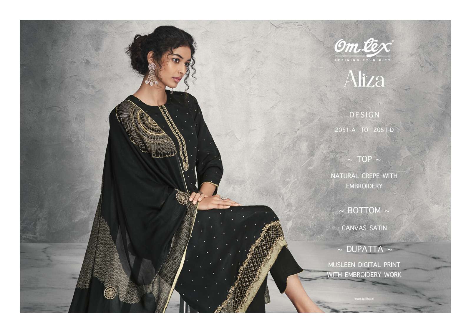 om tex aliza 2051 series stylish look designer salwar suits online wholesale dealer surat