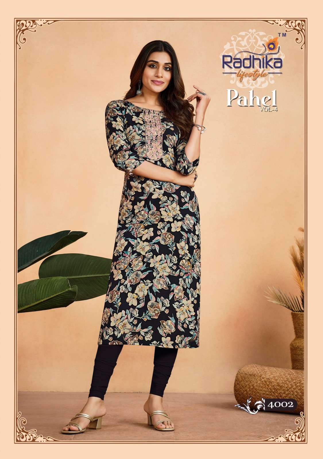 radhika lifestyle pahel vol-4 4001-4006 series fancy designer only kurti catalogue online dealer surat