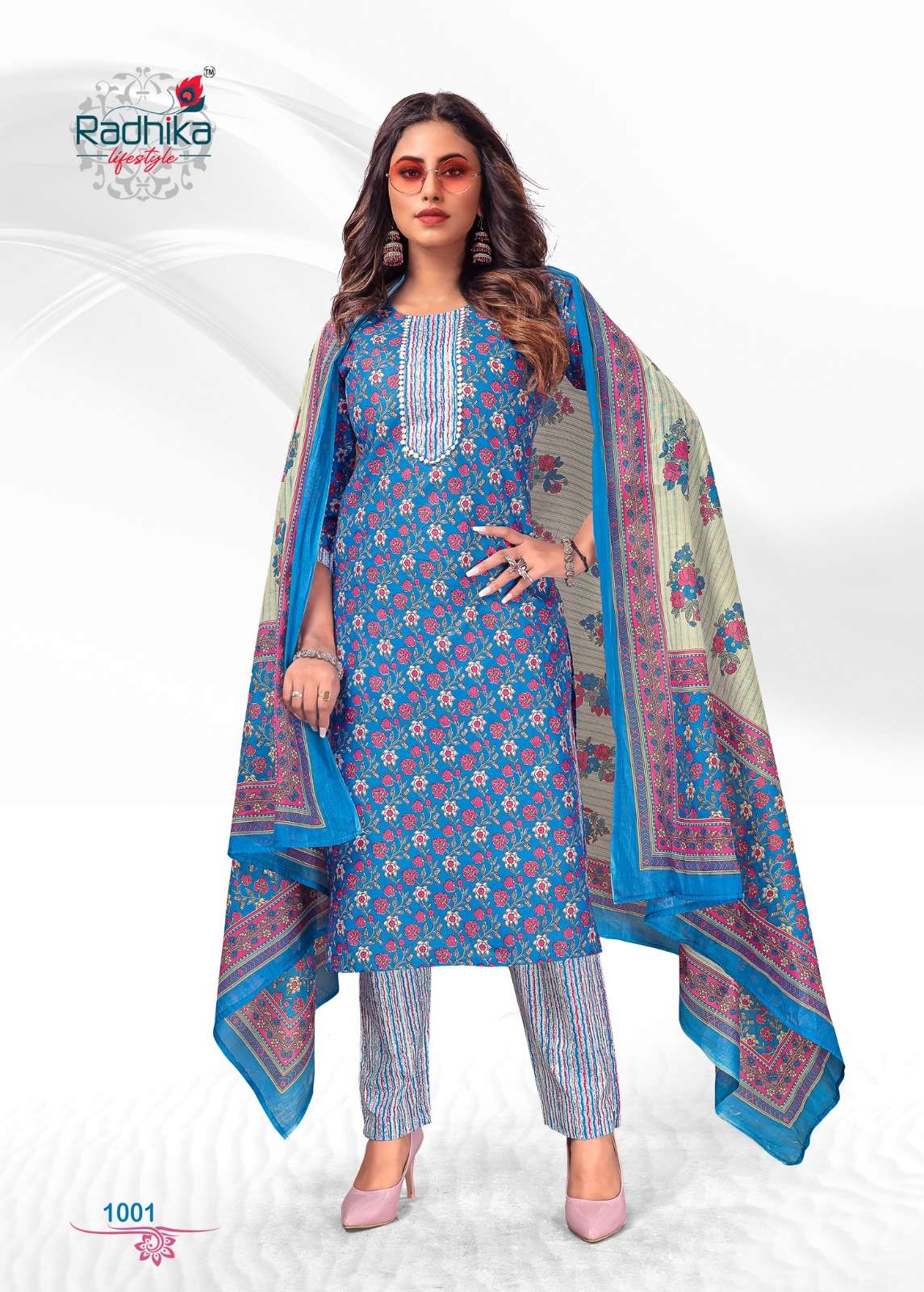 radhika lifestyle rang munch vol-1 1001-1008 series cotton designer kurtis catalogue collection 2023