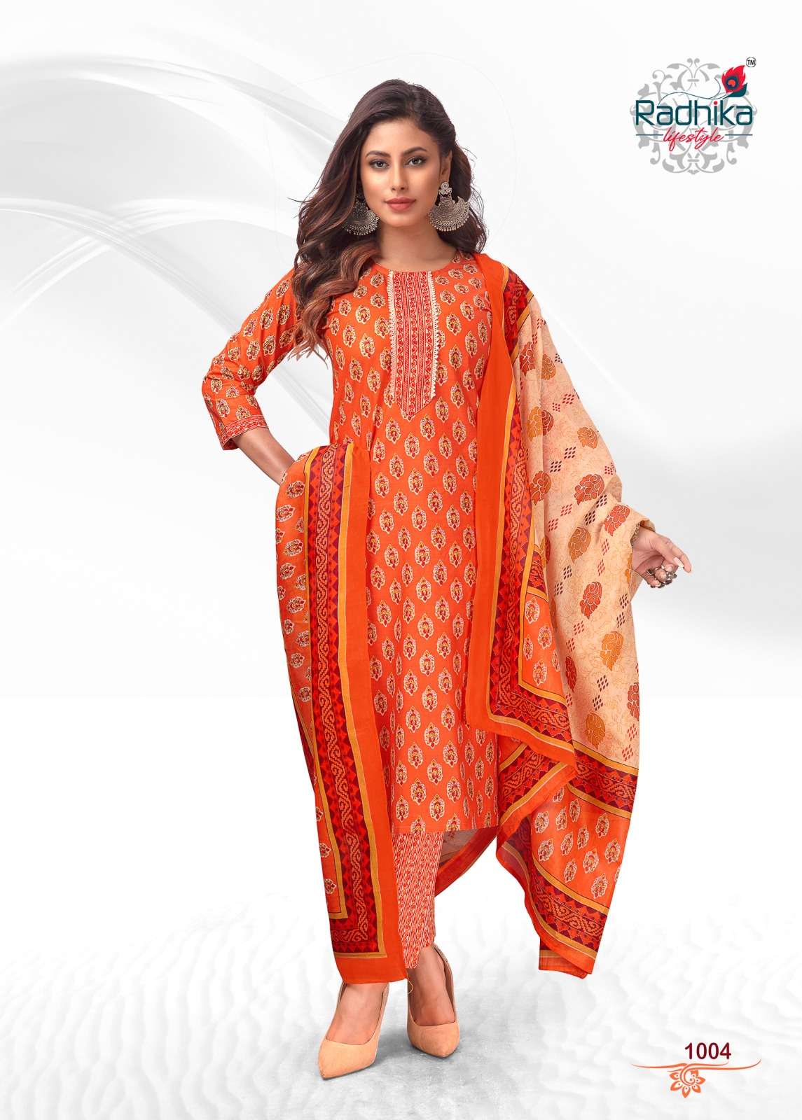 radhika lifestyle rang munch vol-1 1001-1008 series cotton designer kurtis catalogue collection 2023