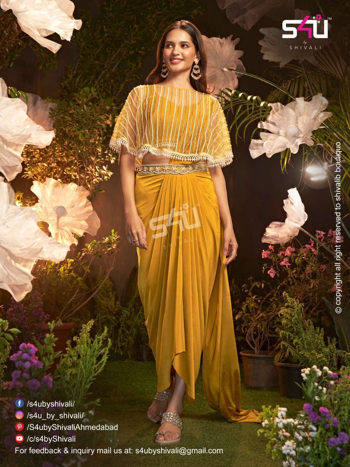 s4u dazzling drapes vol-2 readymade designer party wear saree catalogue wholesale surat