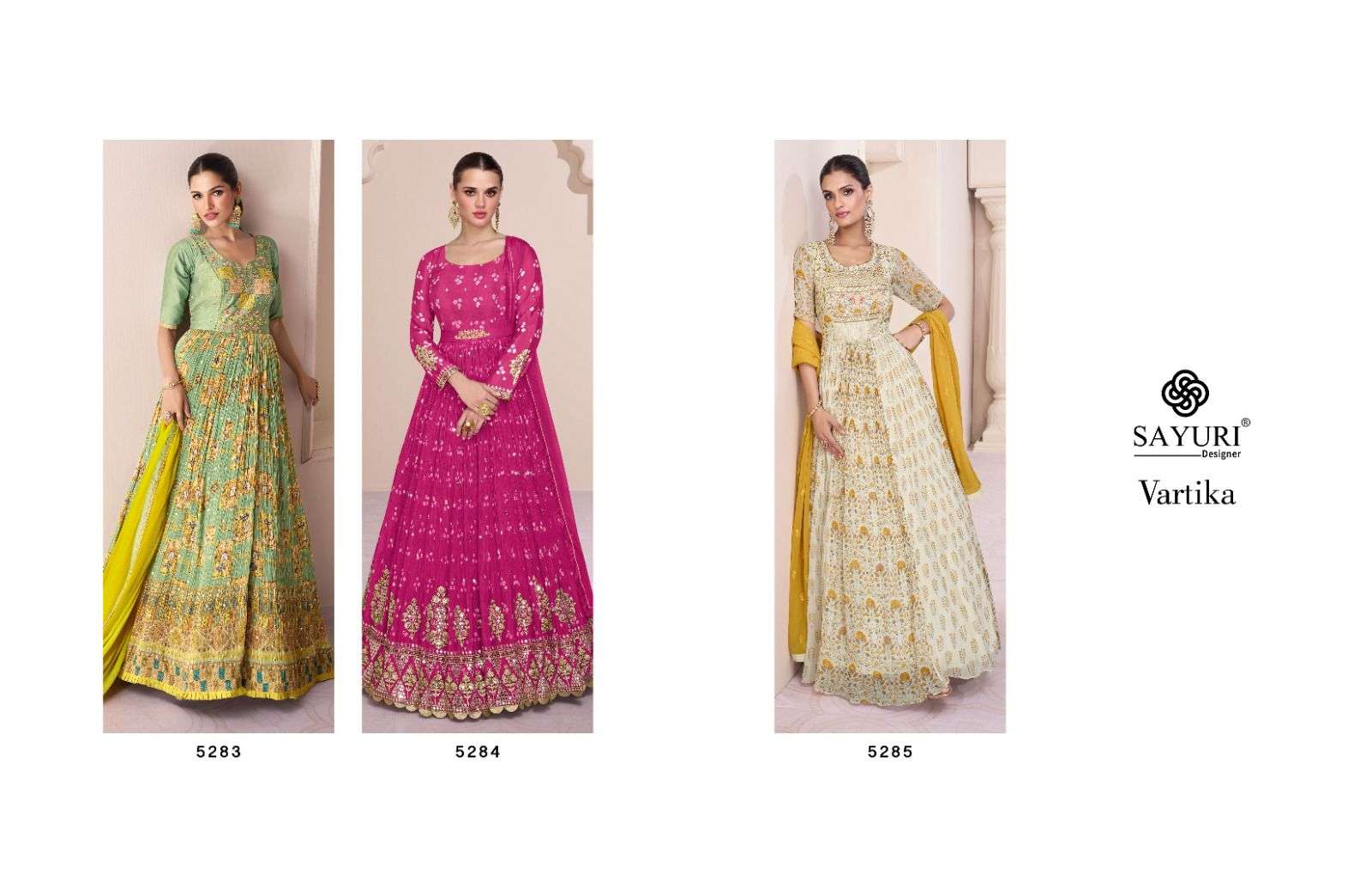 sayuri designer vartika 5283-5285 series party wear designer dress catalogue wholesale surat 