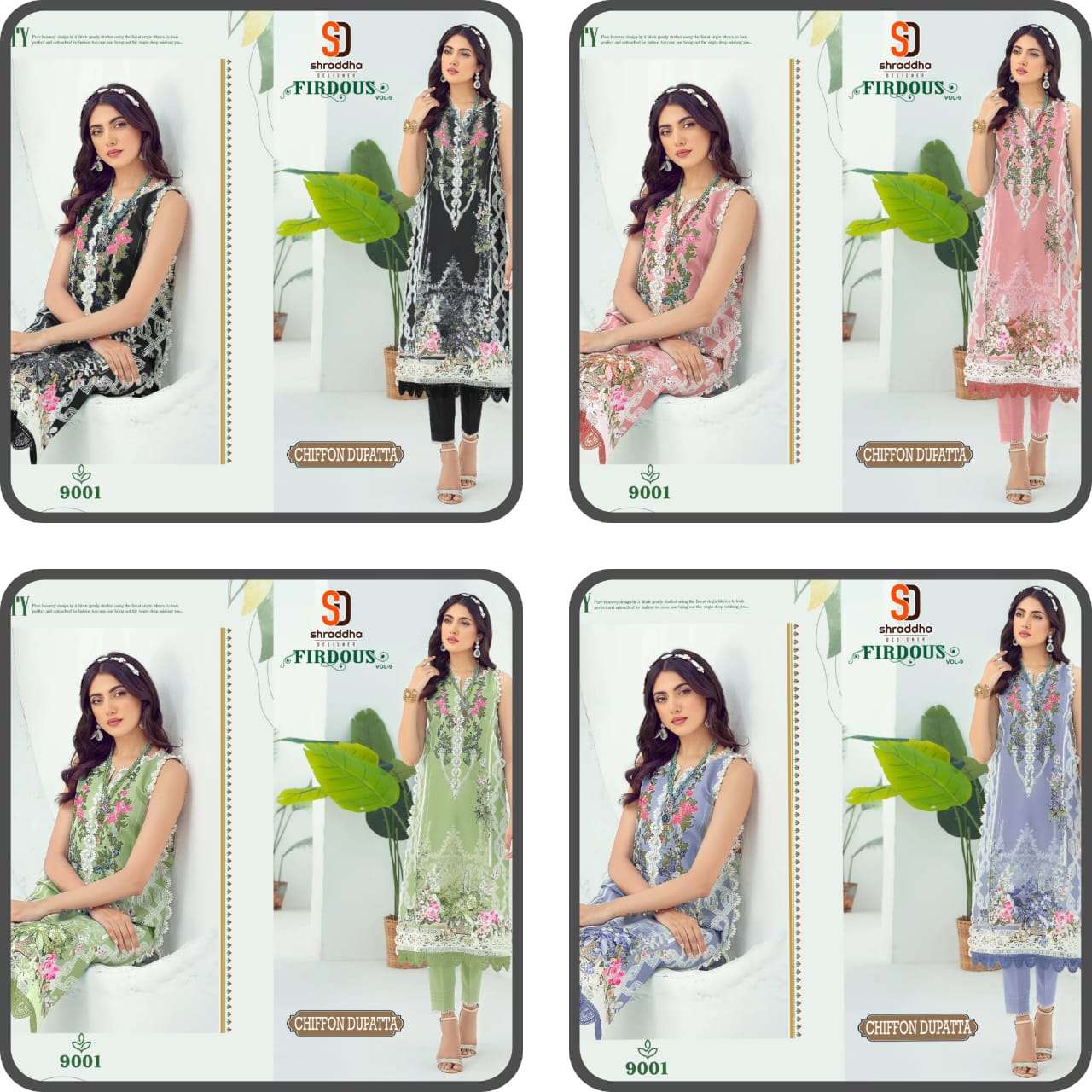 shraddha designer firdous vol-9 special colour edition lawn cotton designer pakistani salwar suits surat 