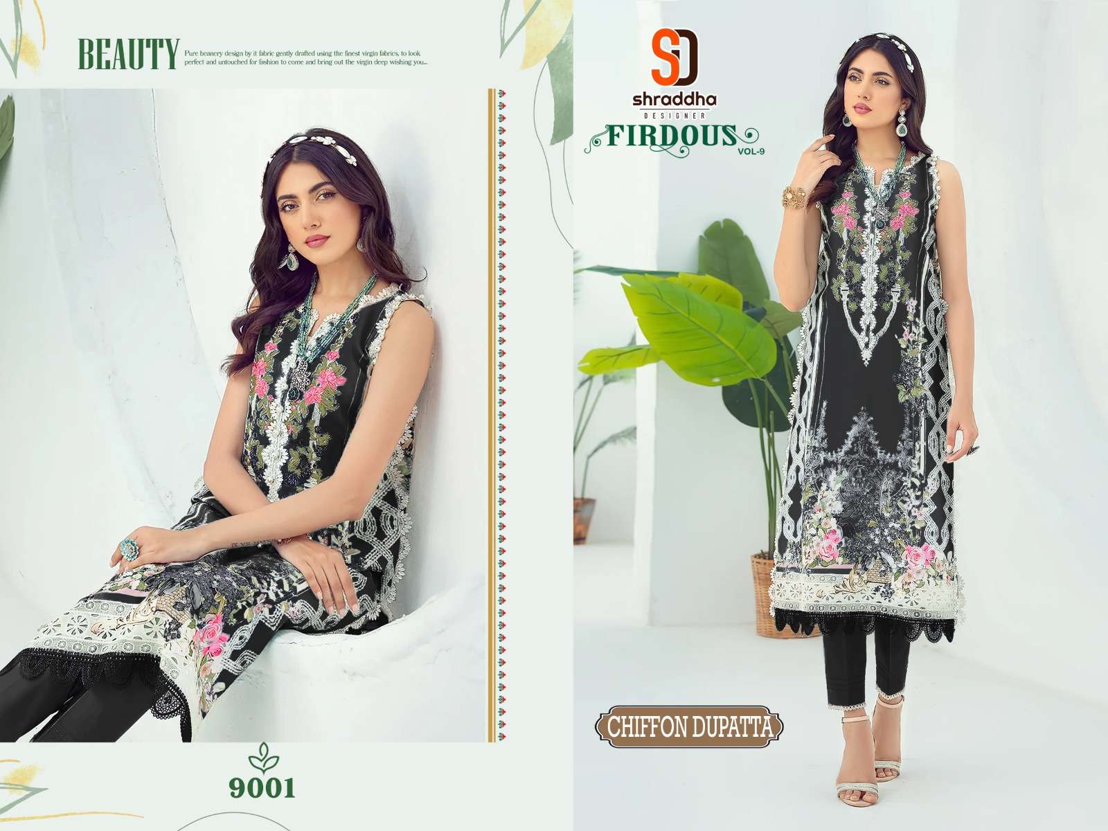 shraddha designer firdous vol-9 special colour edition lawn cotton designer pakistani salwar suits surat 